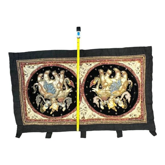 Handcrafted Kalaga Vintage Tapestry Stones Heavy Embellishments & Elephant 38" - Picture 8 of 8